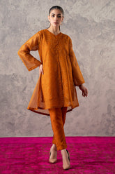 2-PC Embroidered Organza Shirt with Trouser CMA-3-256 (MUSTARD)